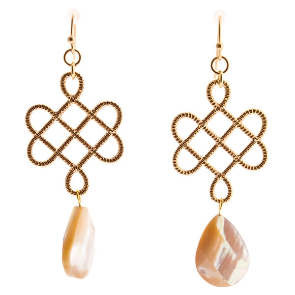 Wholesale mother pearl love knot stone earring approx