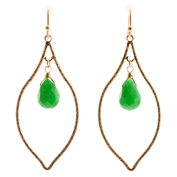 Wholesale teardrop casting earrings green stone