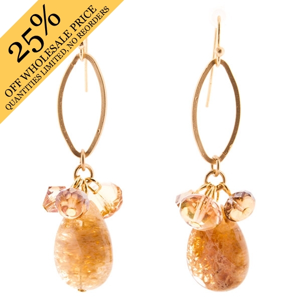 Wholesale natural pear stone drop earrings approx