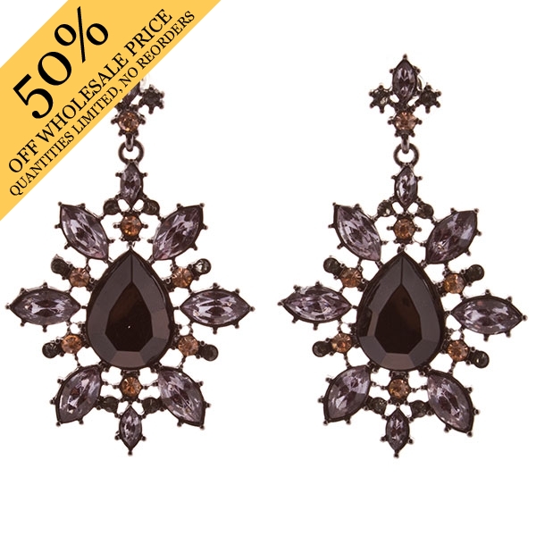 Wholesale dangling teardrop earrings amethyst teardrop stones rhinestones approx