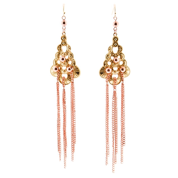 Wholesale dual dangling chain earrings