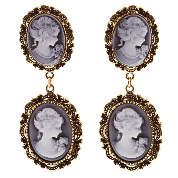 Wholesale gold cameo earrings dual approx