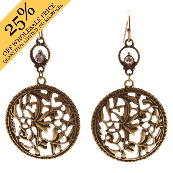 Wholesale gold dangling earrings approx crystal rhinestones