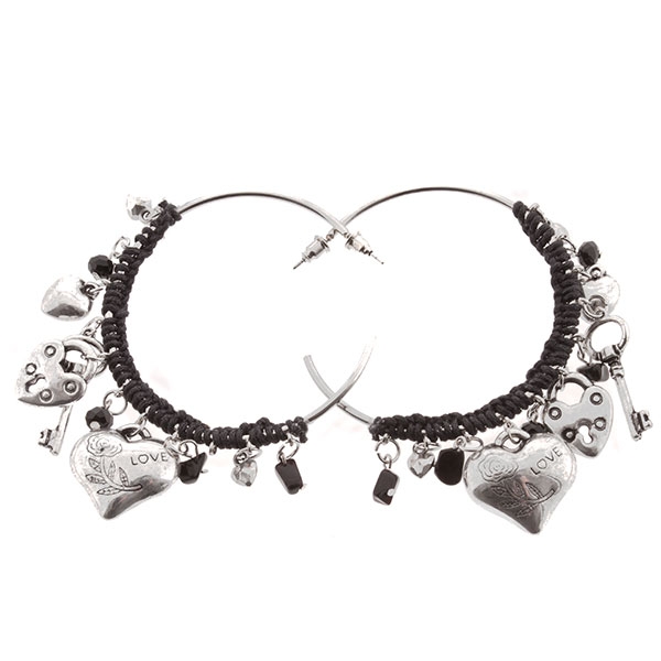 Wholesale silver hoop earrings assorted charms
