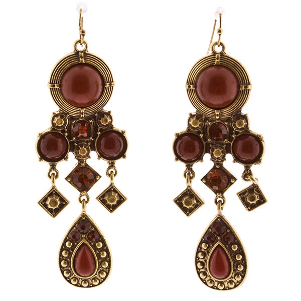 Wholesale dangling earrings Bollywood amber inset stones