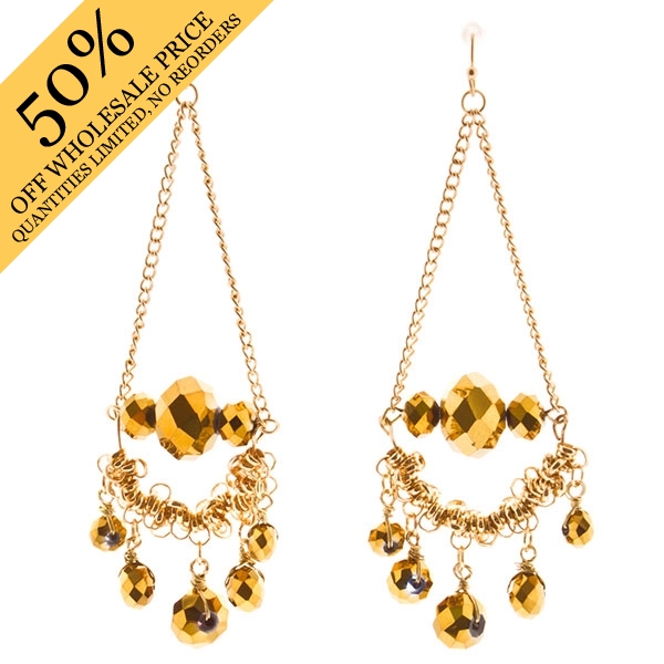 Wholesale dangling earrings gold finish chandelier
