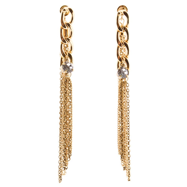 Wholesale dangling gold chain earrings crystal rhinestone accents approx