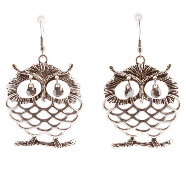 Wholesale earrings silver owl