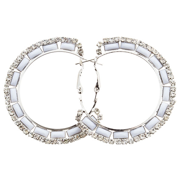 Wholesale silver earrings hoop crystal rhinestones