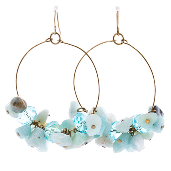Wholesale inch antique gold hoop earrings green fluorite nugget slides