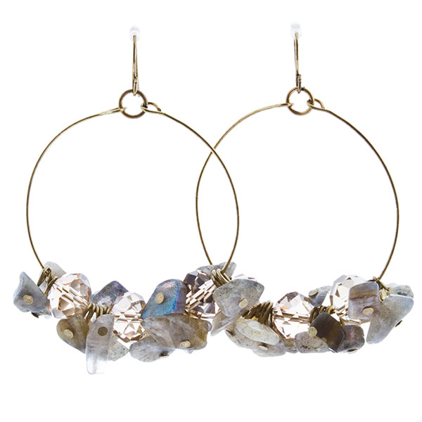 Wholesale inch antique gold hoop earrings smokey quartz nugget slides