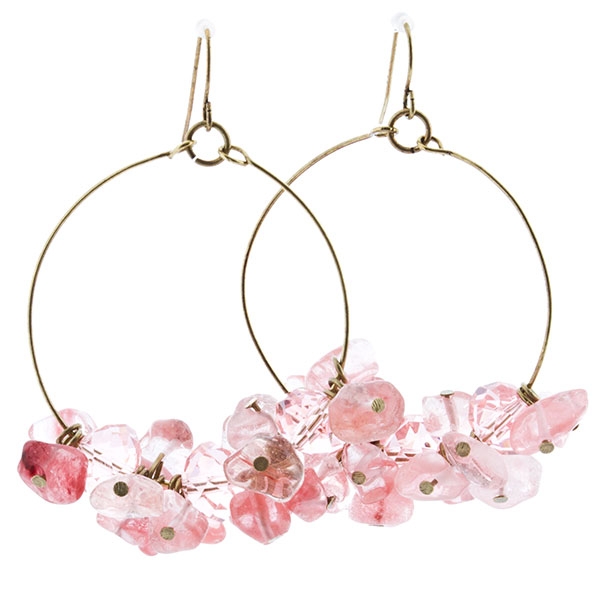 Wholesale inch antique gold hoop earrings cherry quartz nugget slides