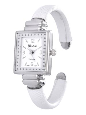Wholesale white Faux Snake Skin Watch w Polished Silver Watch Head White Dial Wh