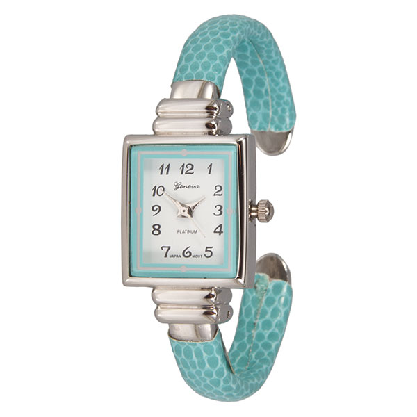 Wholesale turquoise Faux Skin Petite Women s Children s Watch w Polished Silver