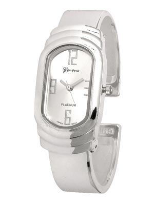 Wholesale fashion Cuff Bangle Watch Polished Silver Brushed Silver Dial Polished