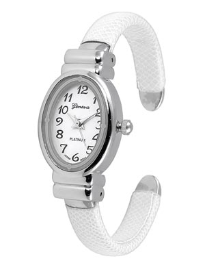 Wholesale white Faux Skin Petite Women s Children s Watch Polished Silver Watch