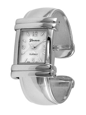 Wholesale polished Silver Cuff Bangle Watch Mother Pearl Dial Polished Silver Nu