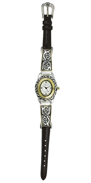 Wholesale polished Gold Silver Black Leather Band Watch Matt Silver Dial Polishe
