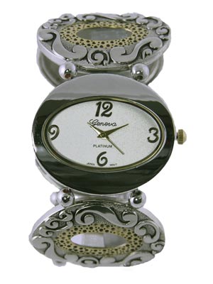 Wholesale stretch band fashion watch polished gold silver finish Silver dial sil