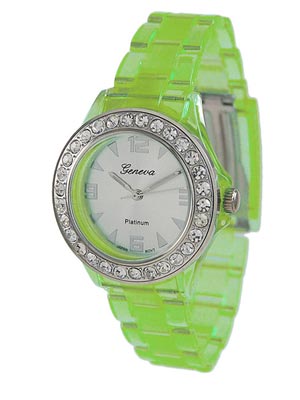 Wholesale light Olive Translucent Acrylic Band Fashion Watch Round Watch Head Nu