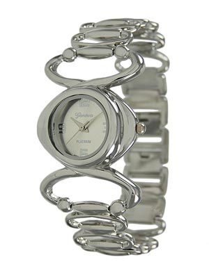 Wholesale polished Silver Hoop Links Band Fashion Watch Polished Silver Watch He