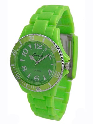 Wholesale acrylic Links Watch Band Lime Green Matching Watch Green Dial Polished