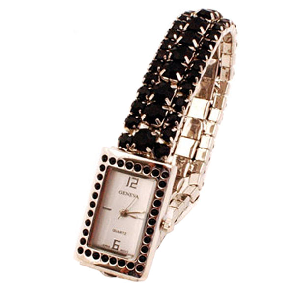 Wholesale simply elegant stretch rhinestone watch dramatic jet rhinestones Slim