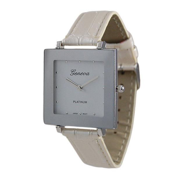 Wholesale white watch band brushed silver square watch Weight