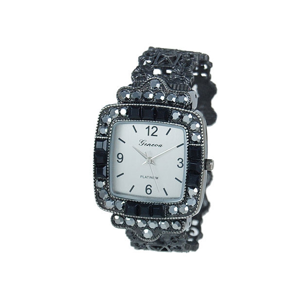 Wholesale modern stylized art deco hinged cuff watch band shows intricate patter