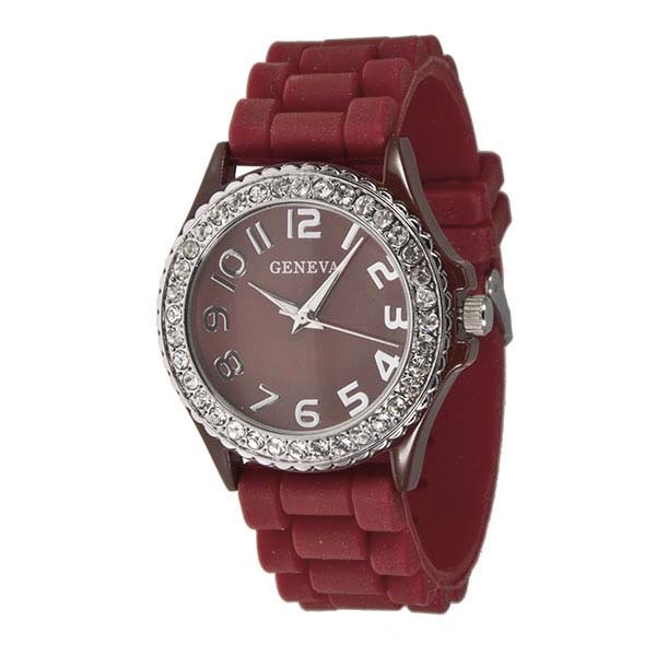 Wholesale lARGER Silicone stone rubber watch band crystal rhinestones surroundin