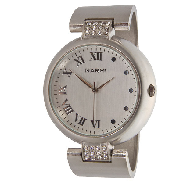 Wholesale silver hinged band watch large inch crystal rhinestones at hinges