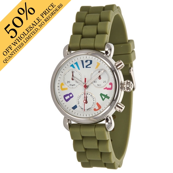 Wholesale chartreuse silicone watch whimsical measuring inches diameter watch di