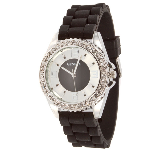 Wholesale black silicone watch chrome detail like colors inch surrounding frame