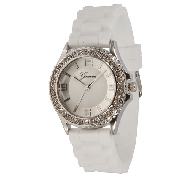 Wholesale white silicone watch chrome detail like colors inch surrounding frame