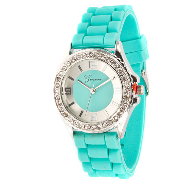Wholesale aqua silicone watch chrome detail like colors inch surrounding frame