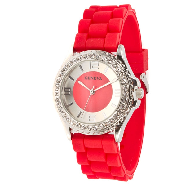 Wholesale red silicone watch chrome detail like colors inch surrounding frame