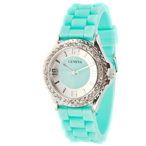 Wholesale teal silicone watch chrome detail like colors inch surrounding frame