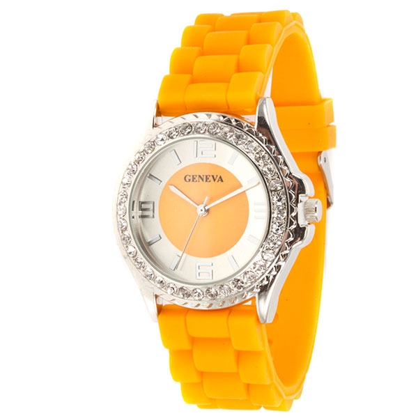Wholesale orange silicone watch chrome detail like colors inch surrounding frame
