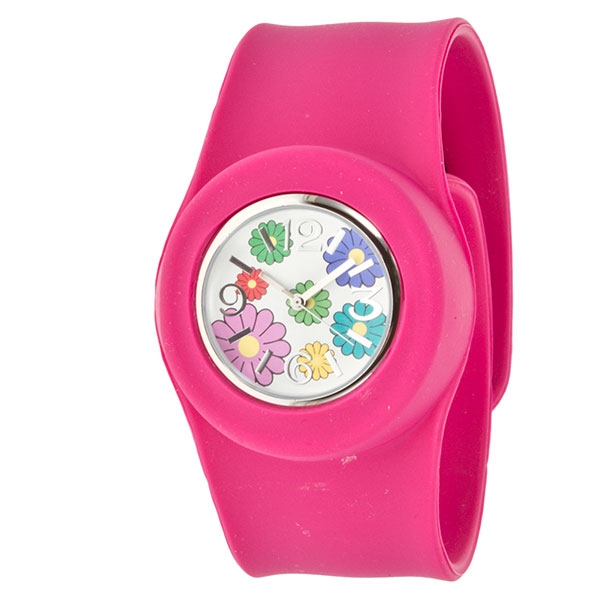 Wholesale large hot pink snap watch snaps wrist quick pop interchangeable floral