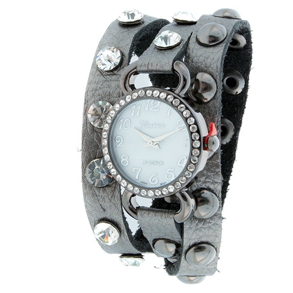 Wholesale silver wrap watch Polished silver silver studs crystal rhinestones