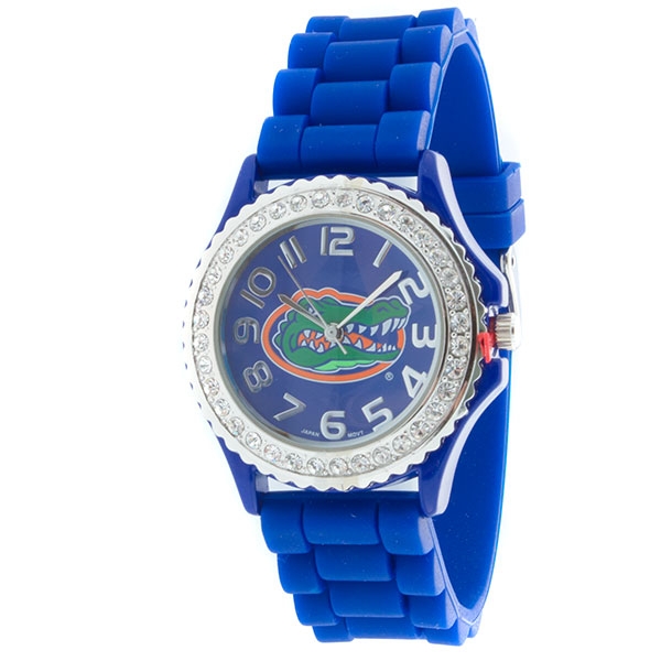 Wholesale blue Silicone watch band crystal rhinestones surrounding Florida logo