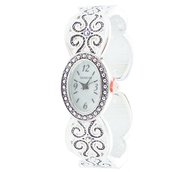 Wholesale silver cuff band watch fauna oval