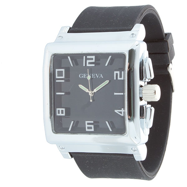 Wholesale men s black silicone watch large black square inches diameter