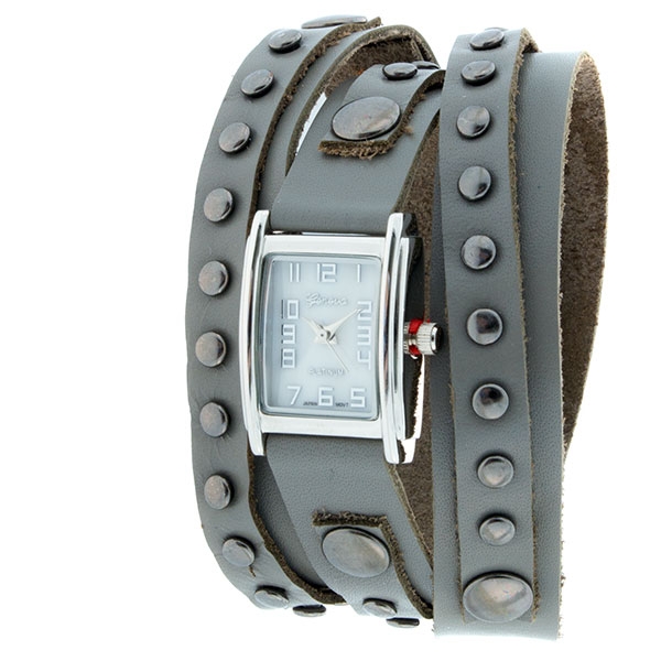 Wholesale gray wrap watch polished silver toner square hematite studs