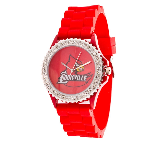 Wholesale red silicone band watch Red licensed inch Louisville logo silver toned