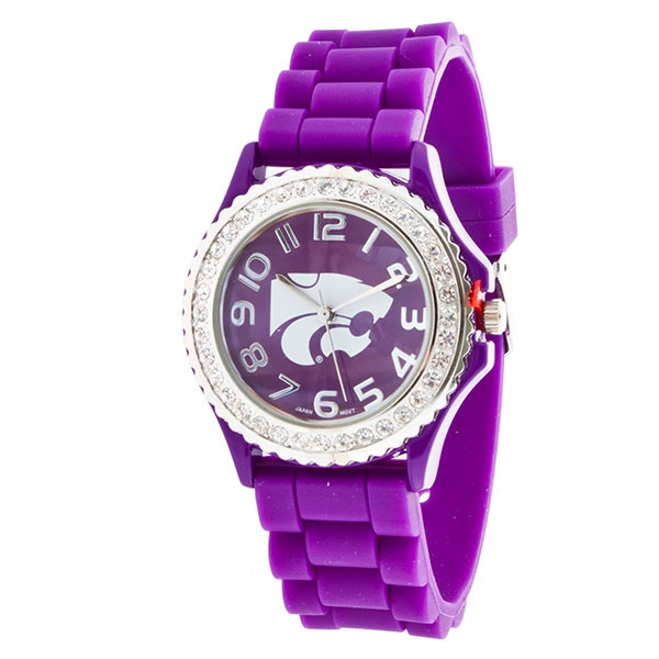 Wholesale purple Silicone watch band crystal rhinestones surrounding Kansas Stat