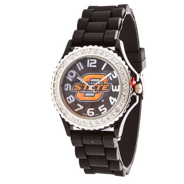 Wholesale silicone watch band crystal rhinestones surrounding Oklahoma state log