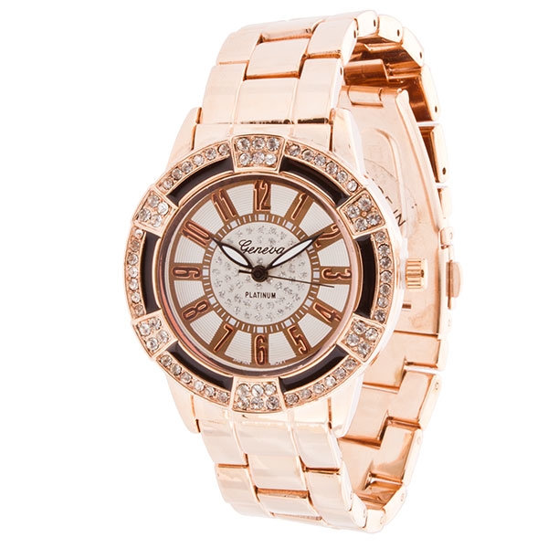 Wholesale rose gold metal band Watch rhinestones