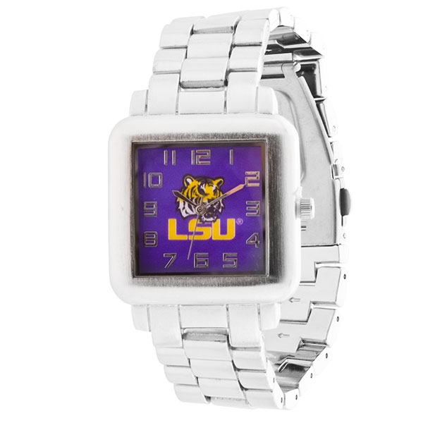 Wholesale collegiate watches MEN Silver band LSU logo watch