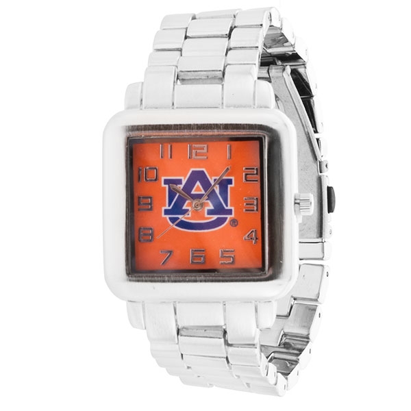 Wholesale collegiate watches MEN Silver band Auburn University logo watch